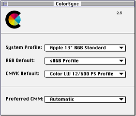 The ColorSync control panel