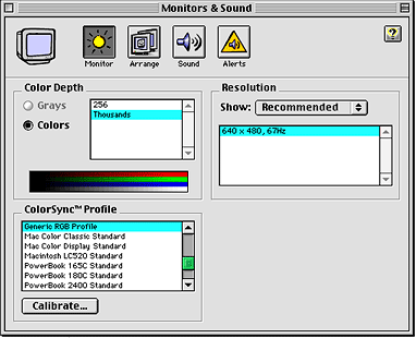 Monitors & Sound Control Panel for ColorSync 2.5