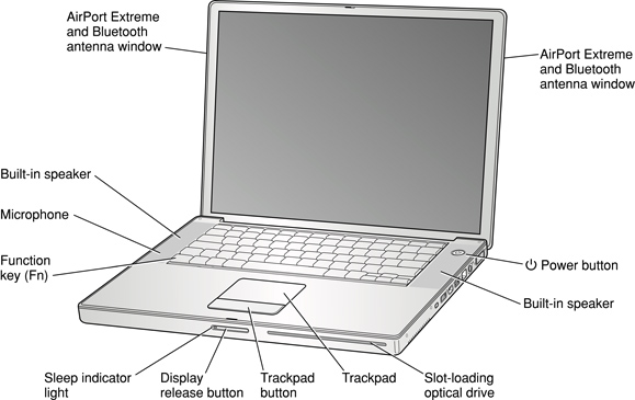 Front view of the computer