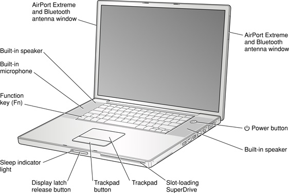 Front view of the computer