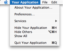 Application menu for a Java application in Mac OS X