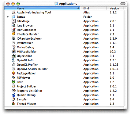 Tools in /Developer/Applications