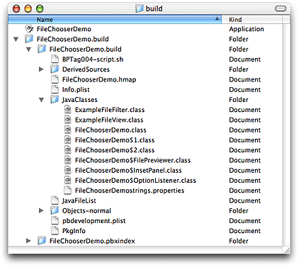Contents of a built application