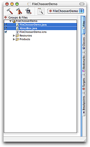 Default files in a new Java Swing application