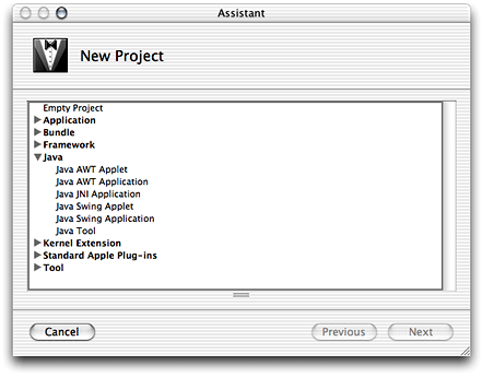 Project Builder templates for Java development