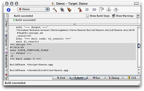 Output of a build-setting display script