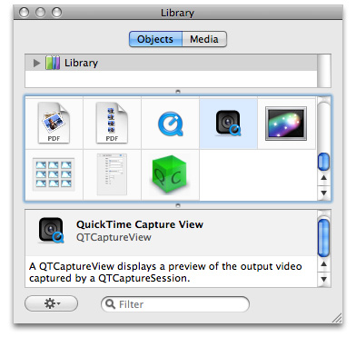 The QuickTime capture view object in Interface Builder 3