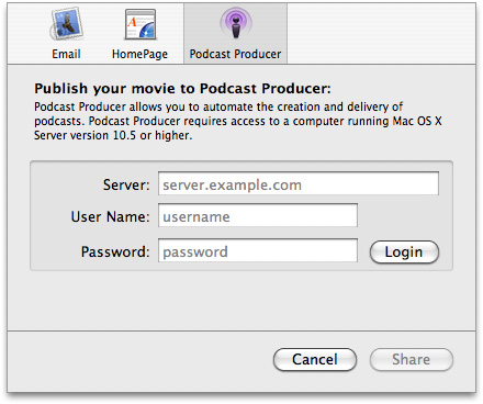 New podcast producer option in QuickTime Player Pro