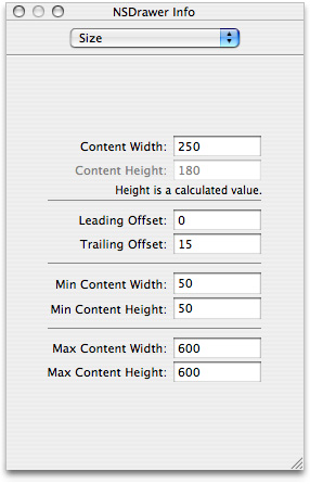 Size attributes added to the Drawer Content View