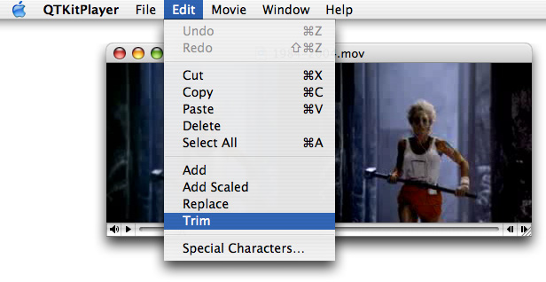The Apple 1984-2004 QuickTime movie with the editing trim feature enabled