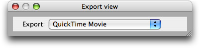 The export view pop-up menu constructed in Interface Builder