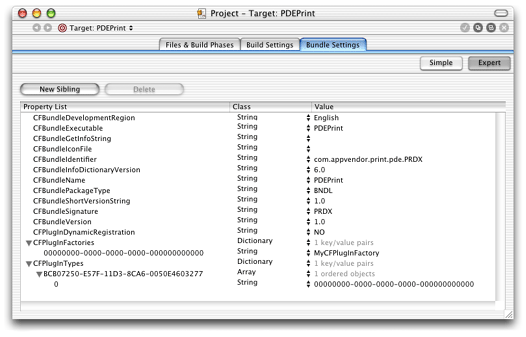 Bundle properties for a printing dialog extension
