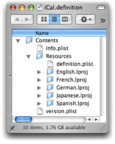 The contents of iCal.definition