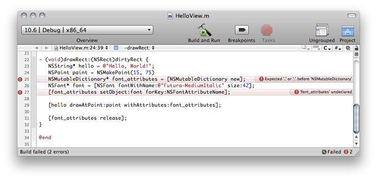 Error and warning messages