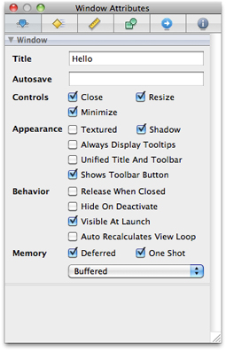 The Interface Builder attributes inspector