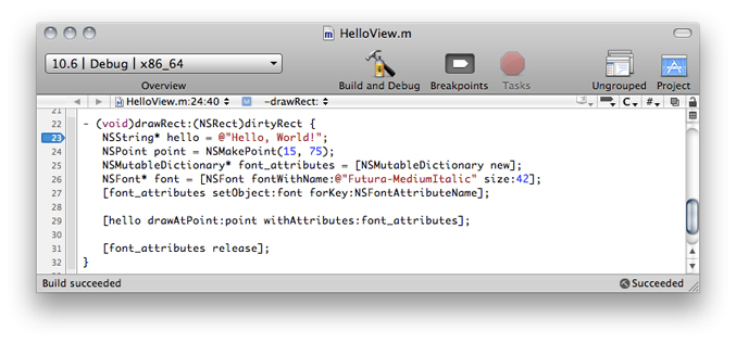 Setting a breakpoint