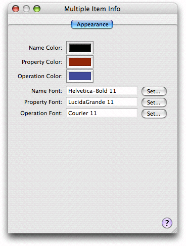 Appearance pane showing multiple selection