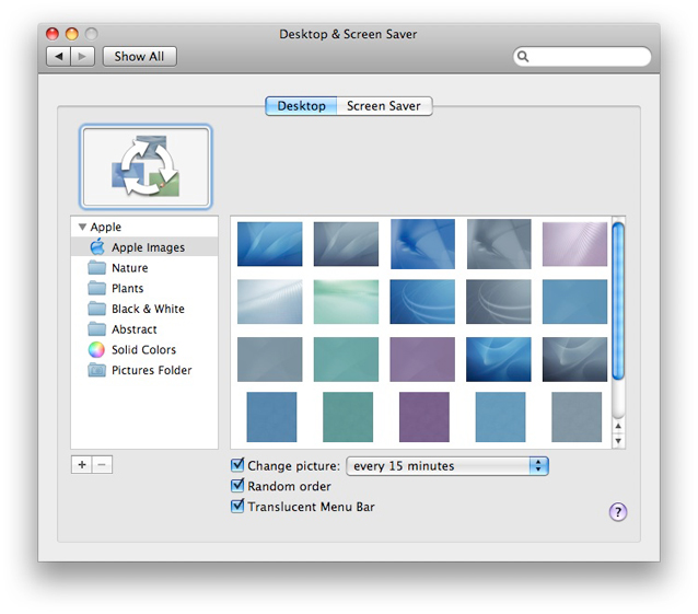 Using a tabbed view to categorize related options