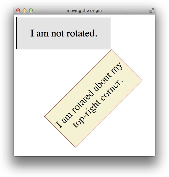 Element rotated around the top-right corner