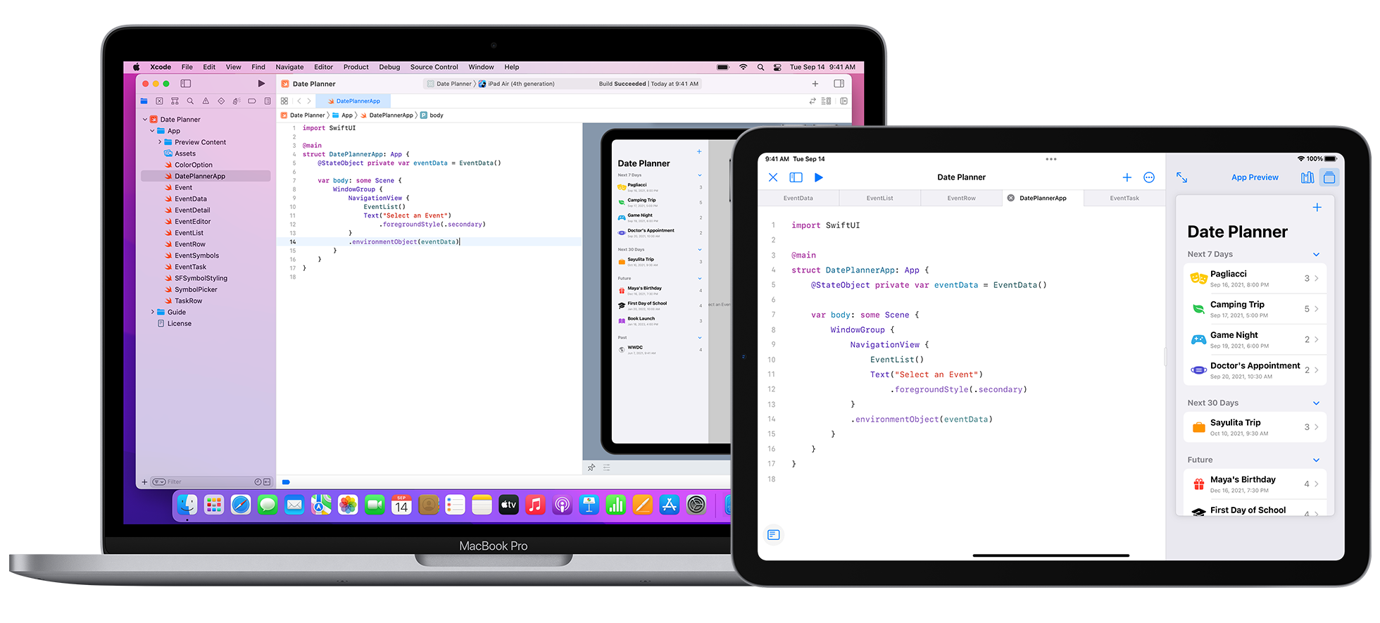 Mac and iPad using Swift Playground’s sharing code across devices.