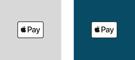 「Apple Pay」マークに、淡色と濃色の背景が使われている