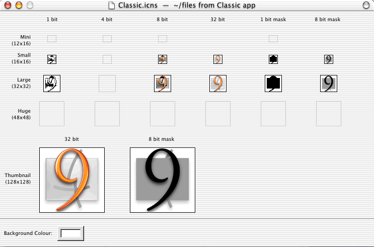 Thumbnail icons in a .icns file, displayed in Icon Browser