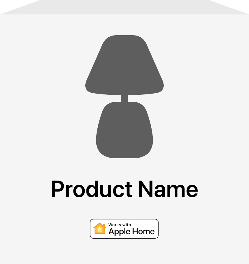Example of the Works with Apple Home badge on a product box.