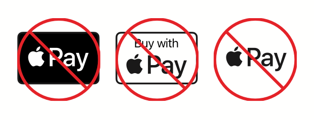 Incorrect examples of the Apple Pay mark