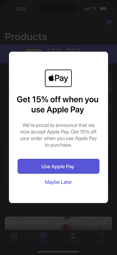  iPhone showing an example of an exclusive offer