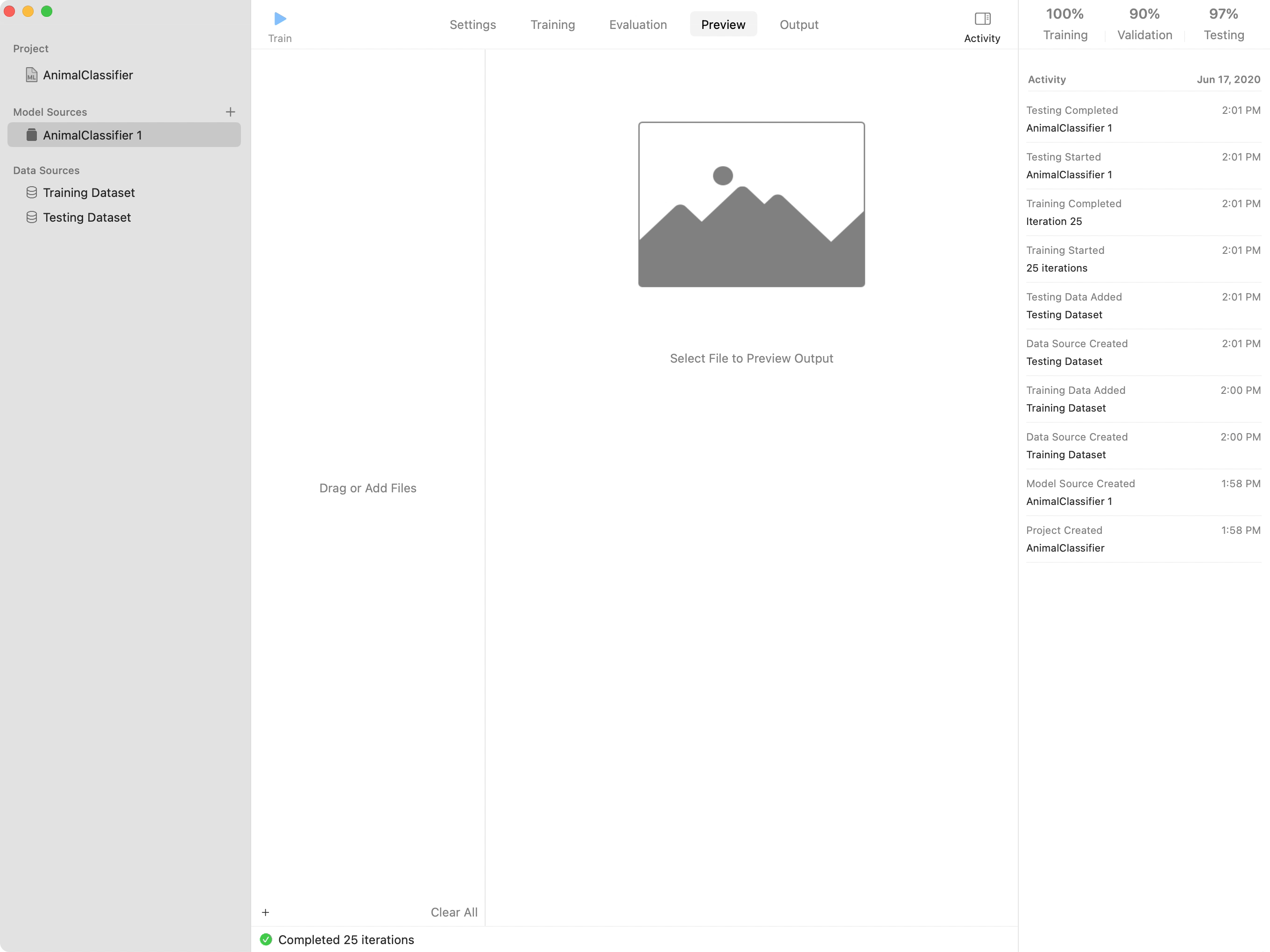这个截屏显示了项目窗口中的“Preview”(预览) 标签页。
