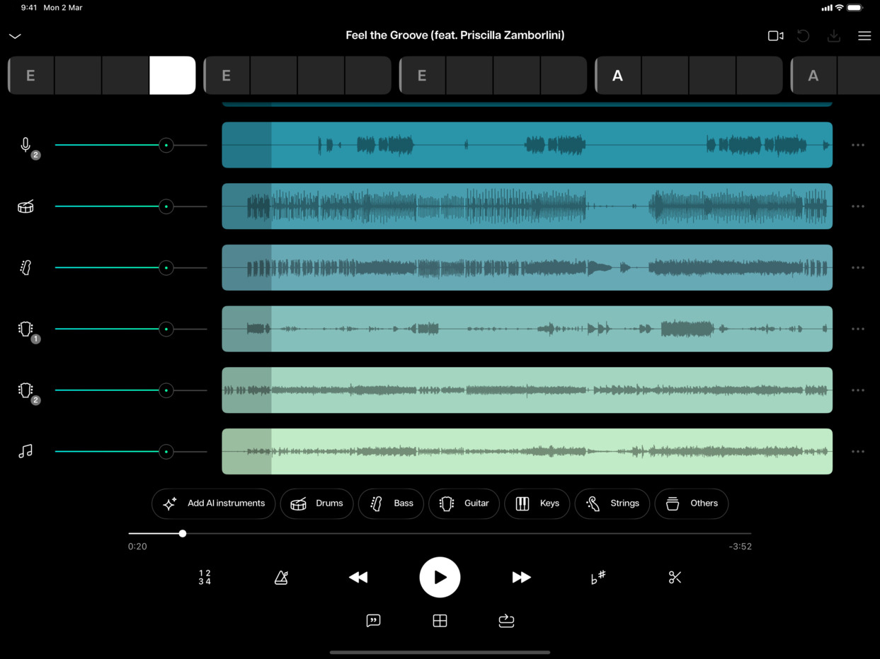 Moises app interface before redesign