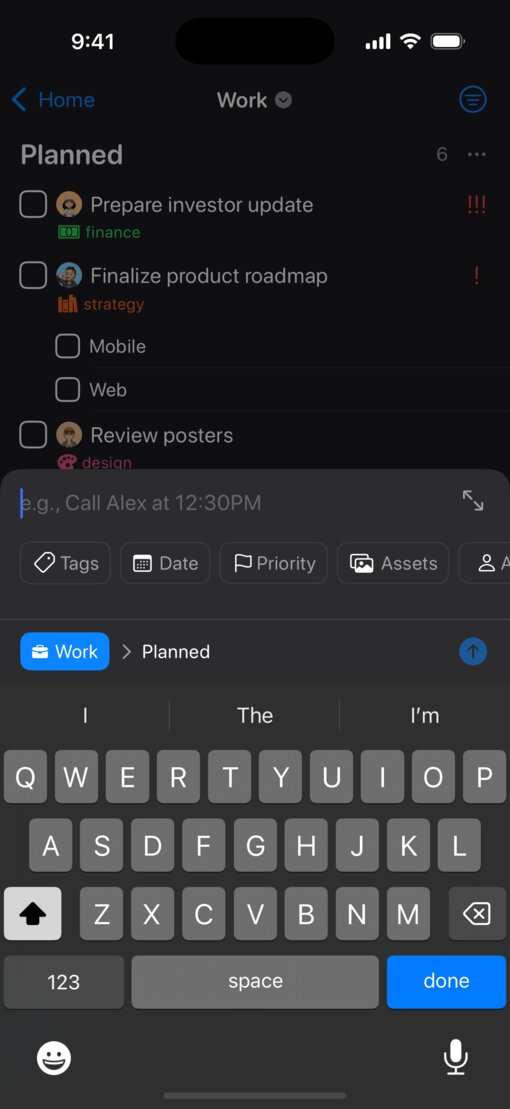 Tasks app interface before redesign