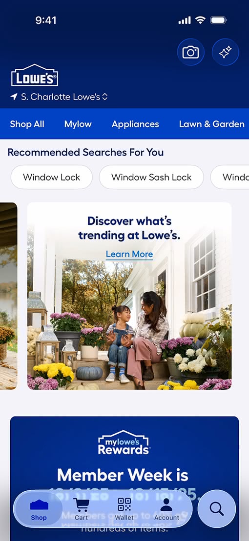 Lowe's app with Liquid Glass design