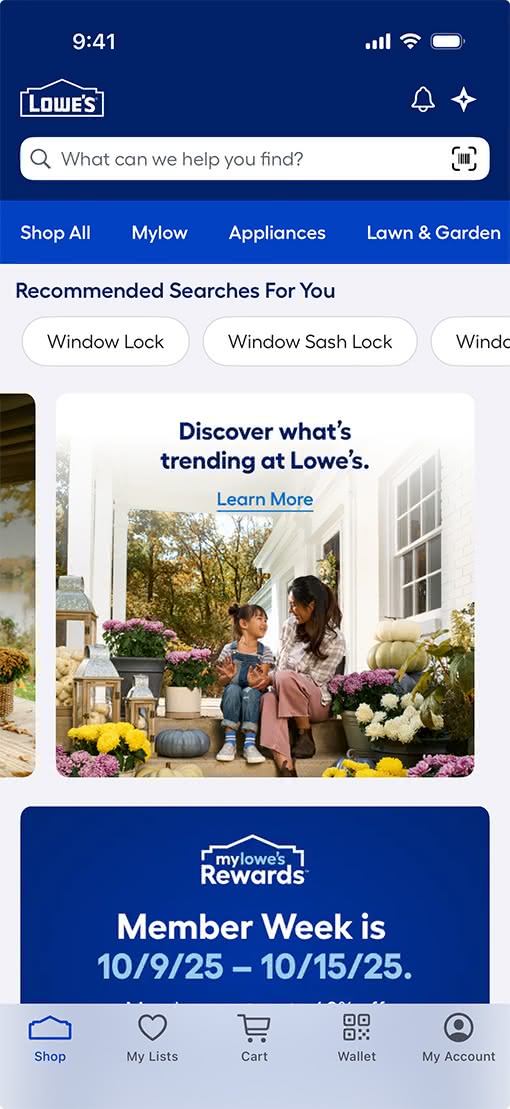 Lowe's app interface before redesign