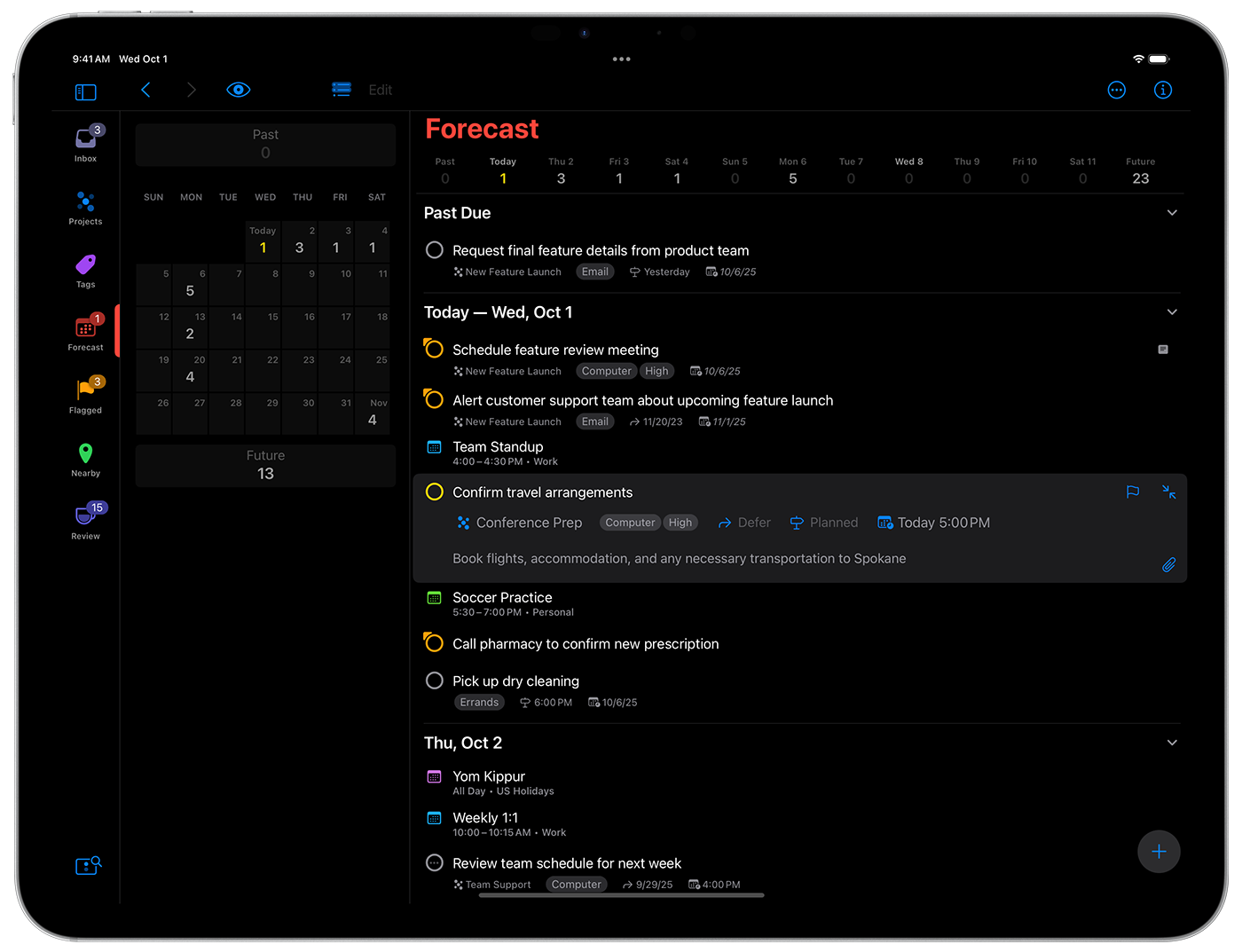 OmniFocus 4 interface before redesign