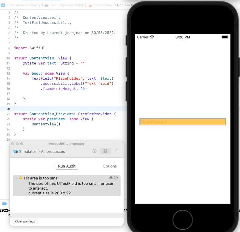 Textfield with too small hit area Apple Developer Forums