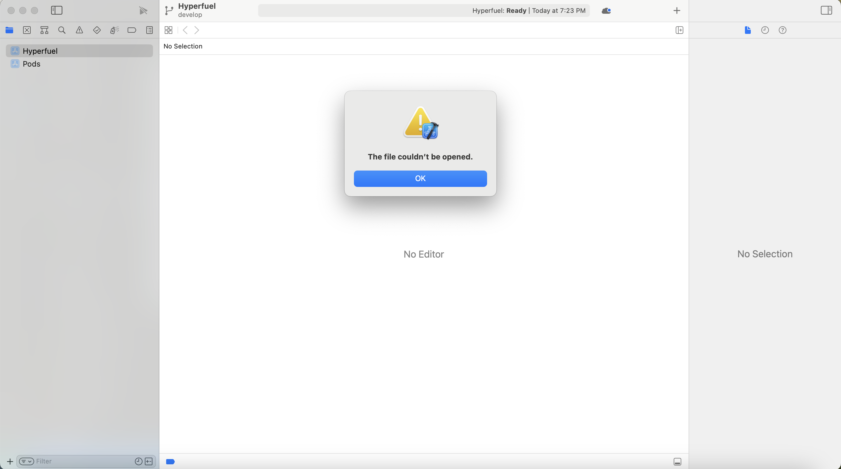 Xcode - "The file couldn't be open… | Apple Developer Forums