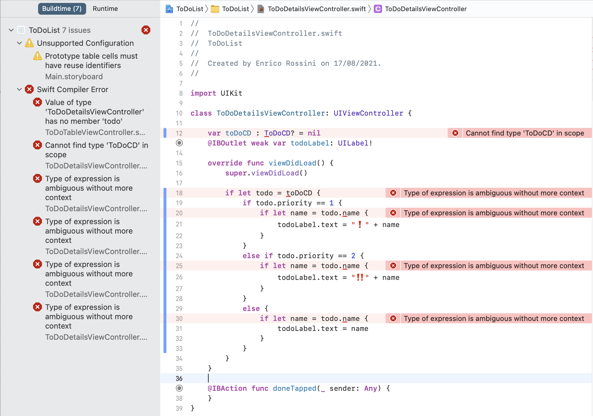 Swift can't find the Entity Core D… | Apple Developer Forums