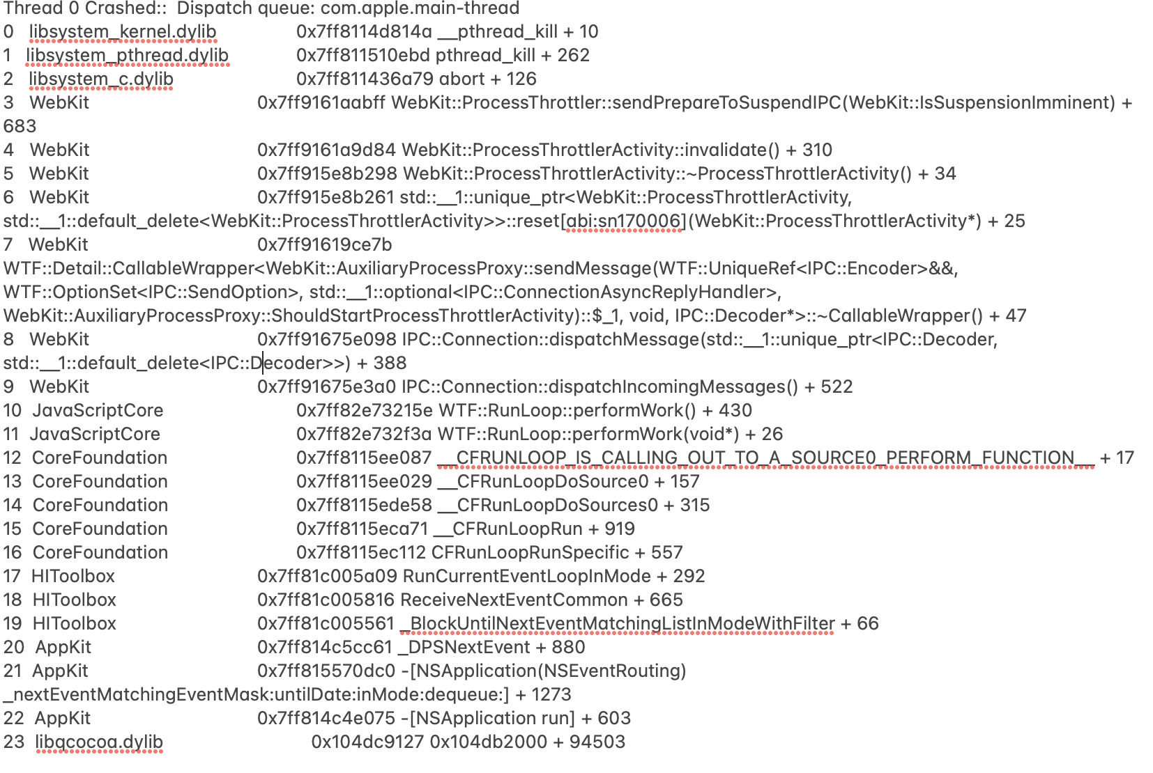 crash with webkit on mac mini | Apple Developer Forums