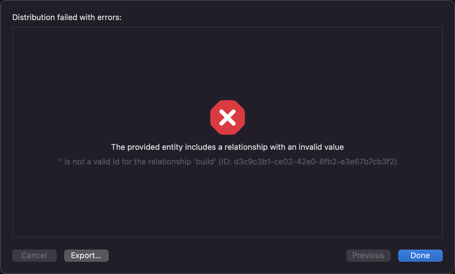 I get an error when distribute my … | Apple Developer Forums