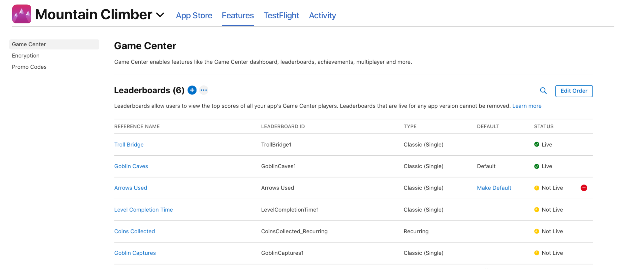 Add leaderboards to an app version - Configure Game Center - App Store  Connect - Help - Apple Developer