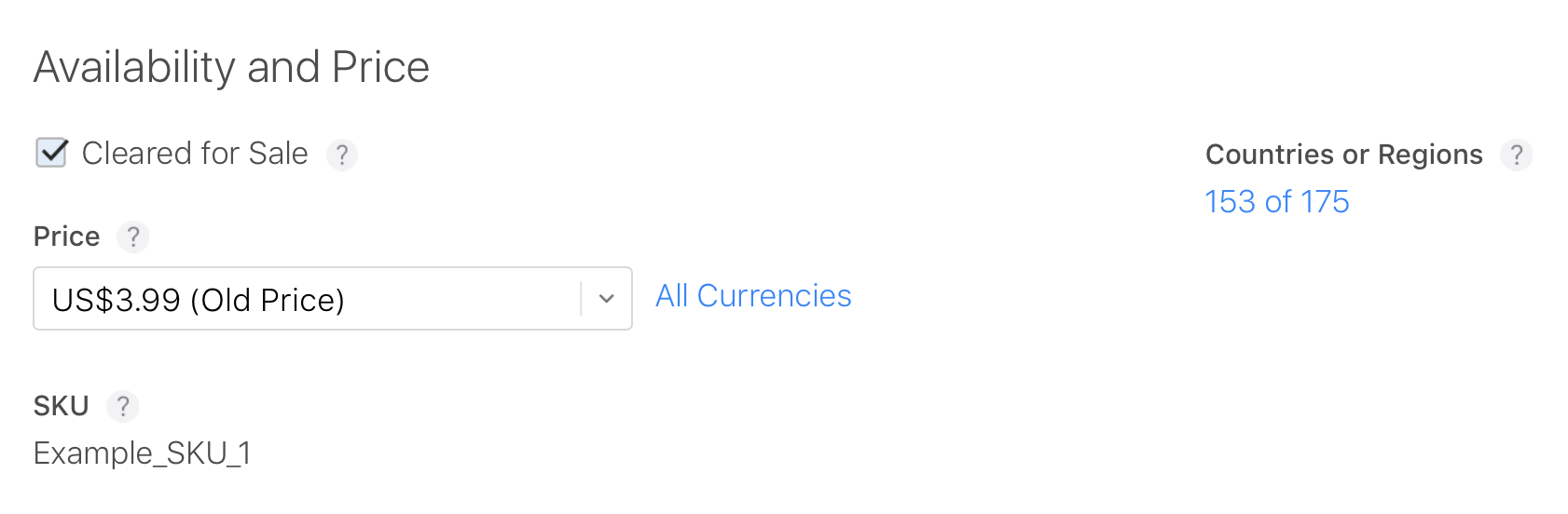 In the "Availability and Price" section of the App Bundle page, the number of countries or regions (out of 175) where your app bundle is available is displayed below "Countries or Regions". This number is clickable.