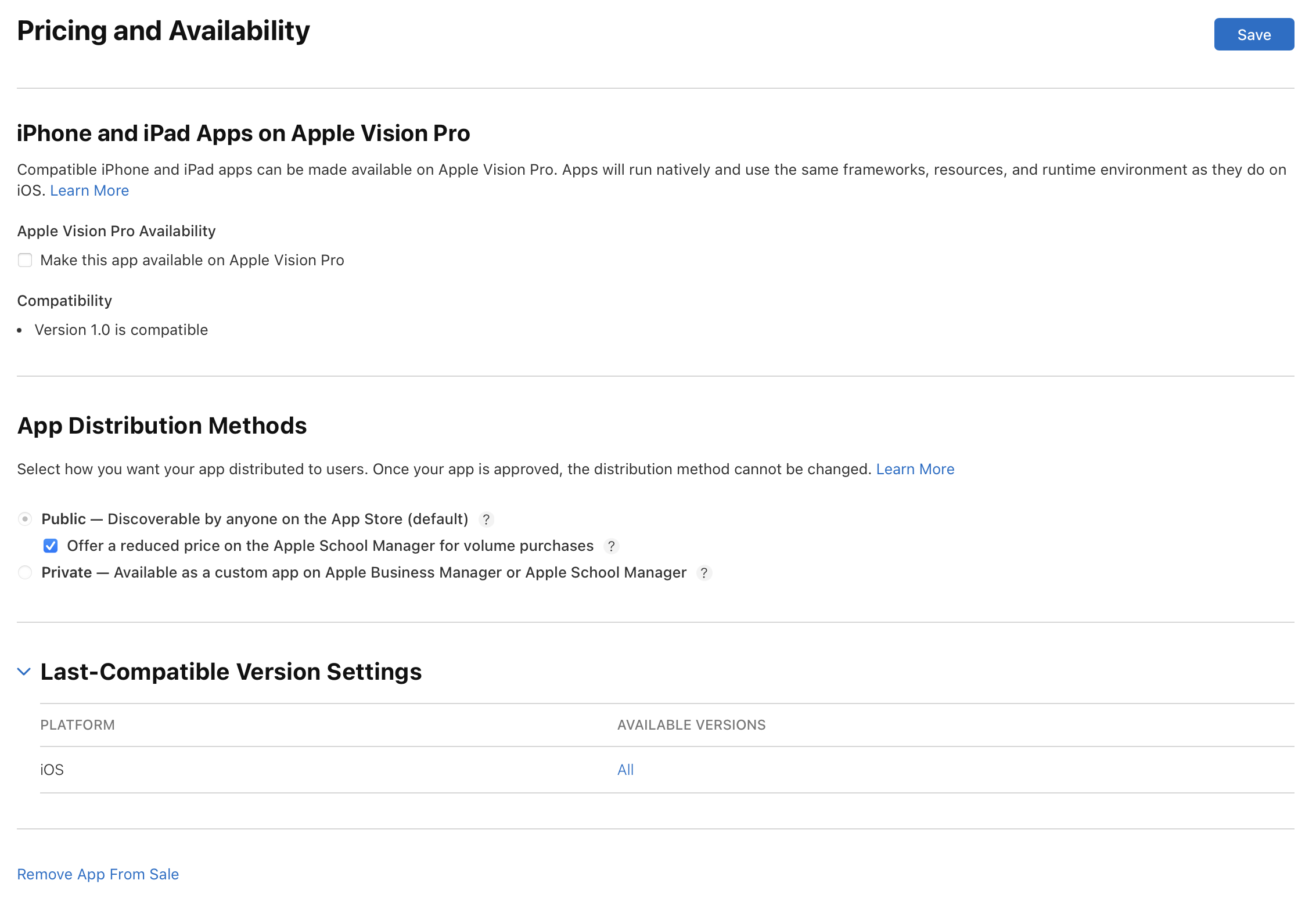 Make a version unavailable for download - Manage your app's availability - App  Store Connect - Help - Apple Developer