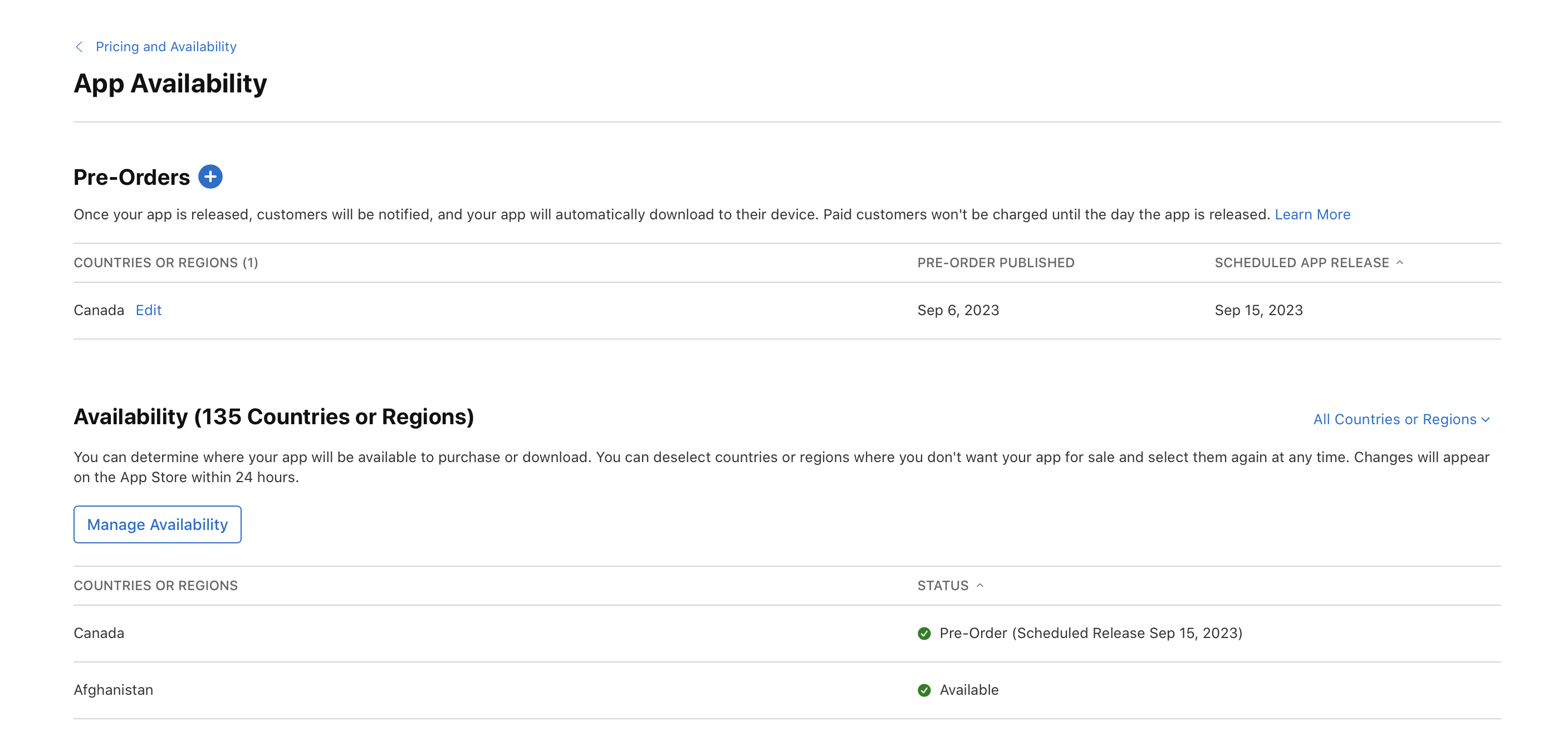 Publish for pre-order - Manage your app's availability - App Store