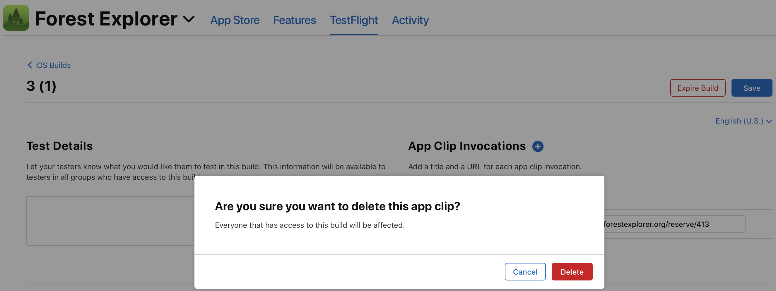 App Clip 削除の確認