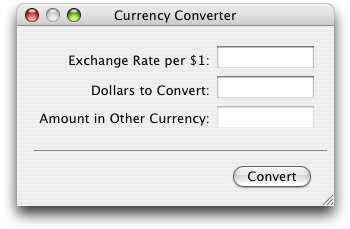 The Currency Converter window with a horizontal separator