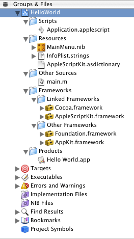 Default contents of an AppleScript Application project