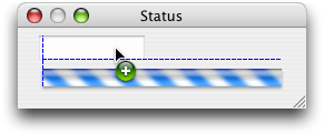 Positioning a status text field above the progress bar