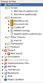 Default contents of a document-based AppleScript Studio project