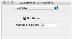 Setting up a header and number of columns for a list view